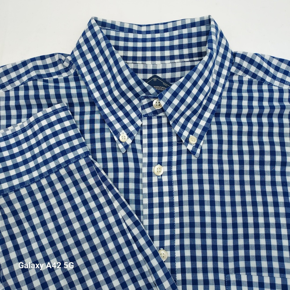 Bills‎ Khakis Mens XL Blue White Gingham Button Down Shirt Classic Fit Cotton